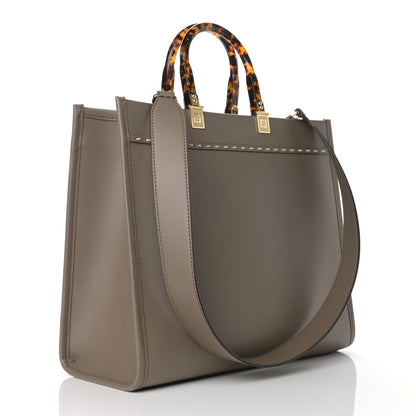 Fendi Vitello King Plexiglass Elaphe Python Print Logo Medium Fendi Sunshine Shopper Tote Tartufo Daisy Roccia 2 of 8