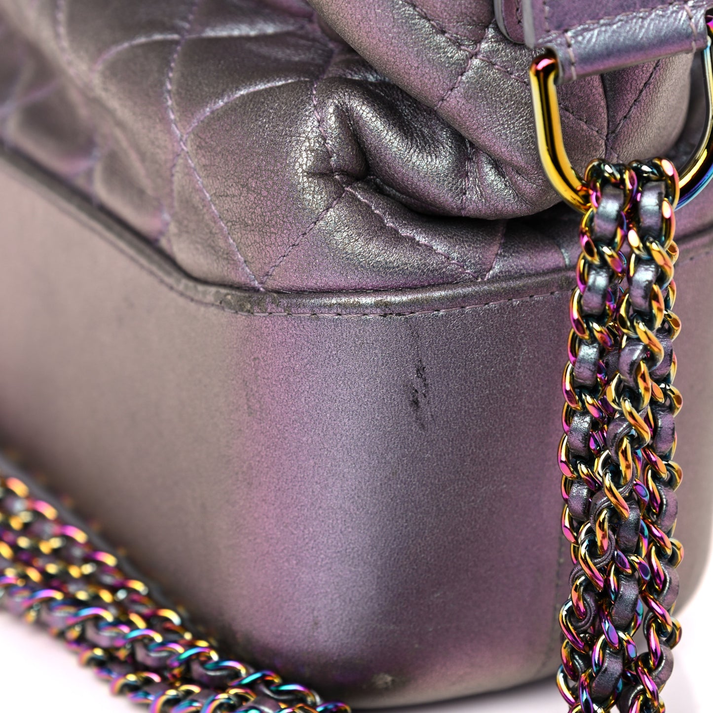 Iridescent Lambskin Calfskin Quilted Medium Gabrielle Hobo Light Purple