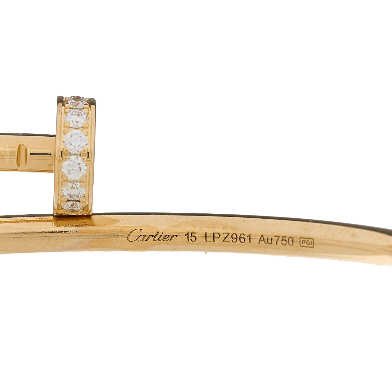 Cartier 18K Yellow Gold Diamond Small Juste Un Clou Bracelet 15 3 of 4