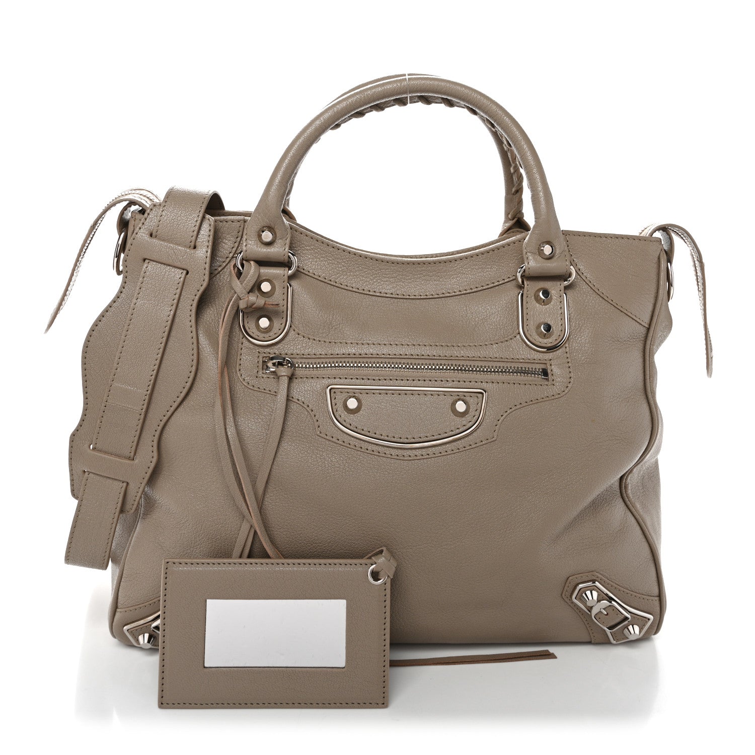 Balenciaga Chevre Silver Metallic Edge Hardware Velo Beige Dune Argille 3 of 11