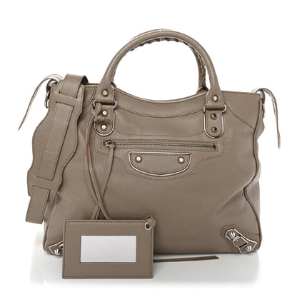 Balenciaga Chevre Silver Metallic Edge Hardware Velo Beige Dune Argille 3 of 11