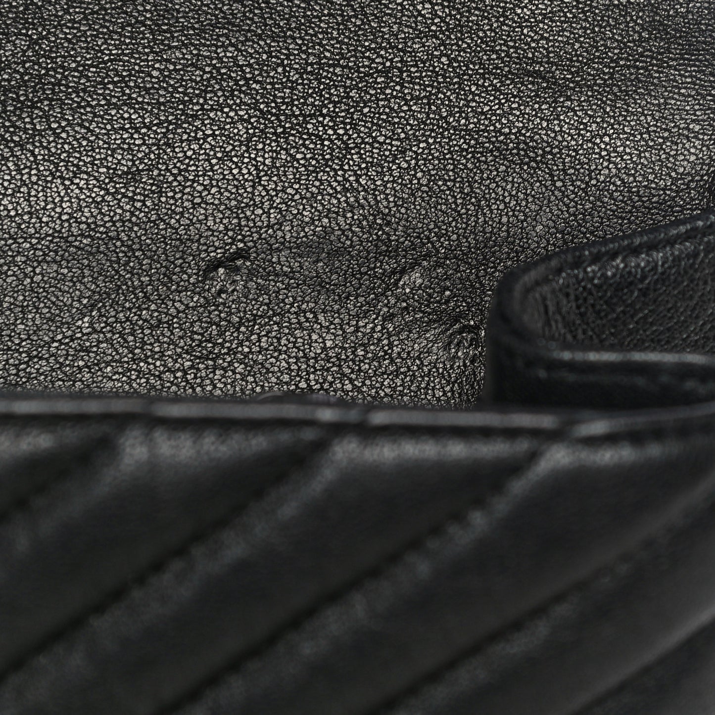 Sheepskin Matelasse Chevron Monogram Medium College Bag Black