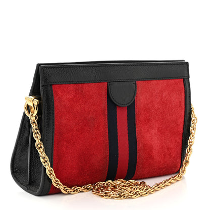 Gucci Suede Patent Web Small Ophidia Chain Shoulder Bag Hibiscus Red Black 3 of 11