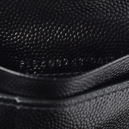 Saint Laurent Grain De Poudre Matelasse Chevron Monogram Compact Tri Fold Wallet Black 7 of 8