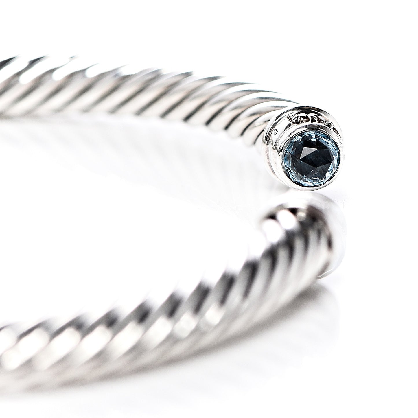 Sterling Silver Diamond Blue Topaz 5mm Cable Classics Bracelet