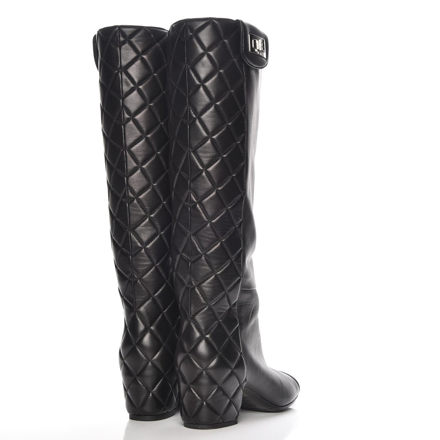Lambskin Quilted Reissue Knee High Tall Boots 37.5 Black