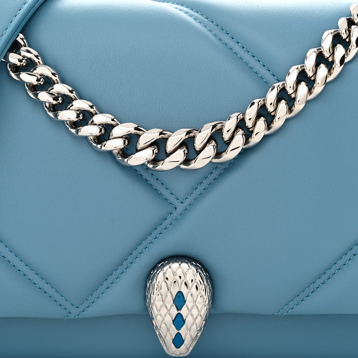 Calfskin Matelasse Mini Serpenti Cabochon Crossbody Bag Blue