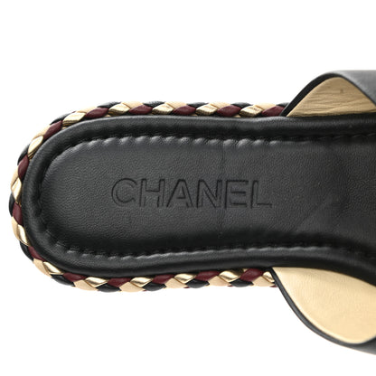 Chanel Lambskin Braided Mule Sandals 40 Black 7 of 11