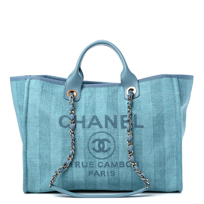 Chanel Mixed Fibers Striped Medium Deauville Tote Blue 1 of 11