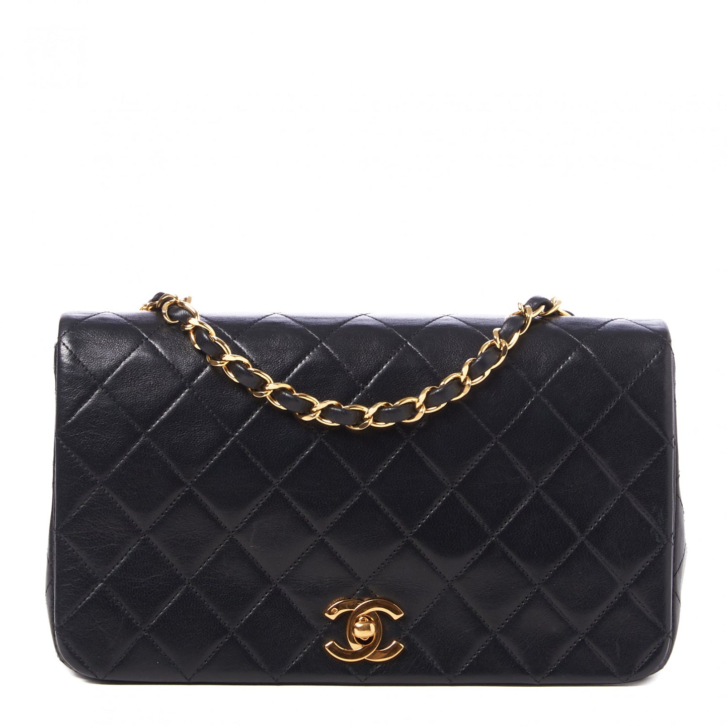 Lambskin Quilted Small Single Flap Bag Black