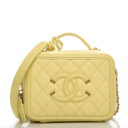 Chanel Caviar Quilted Small CC Filigree Vanity Case Yellow 8 of 9