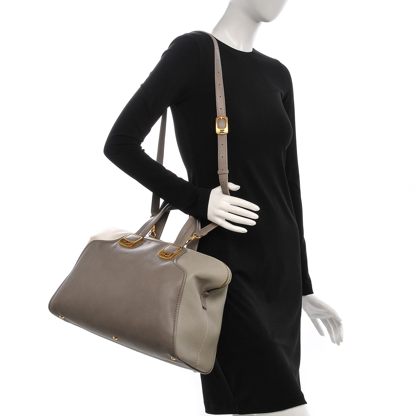 Vitello Capra Alabama Colorblock Large Chameleon Tote Asfalto Latte Grigio Chiaro