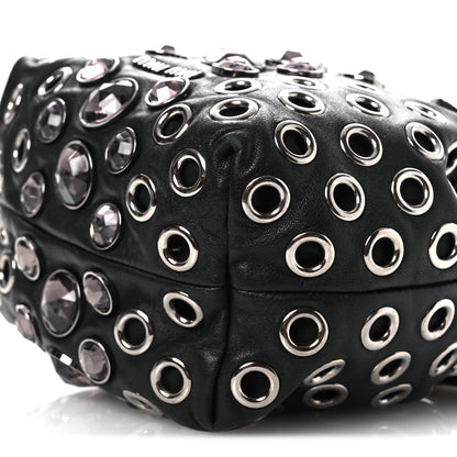 Miu Miu Nappa Jeweled Grommet Starlight Bucket Bag Black 11 of 15