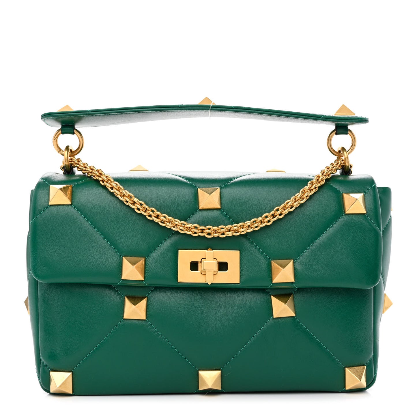 Nappa Large Roman Stud Shoulder Bag Jungle