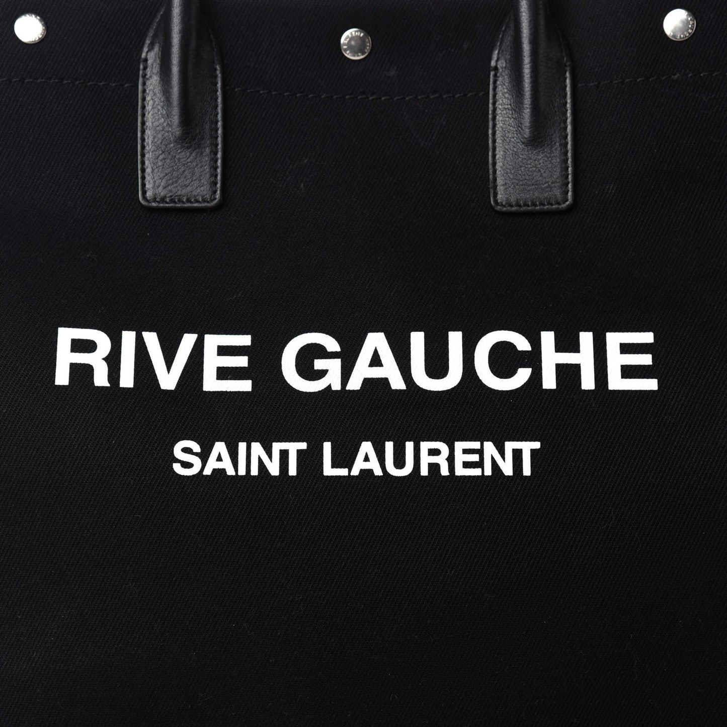 Linen Calfskin Rive Gauche North South Tote Black