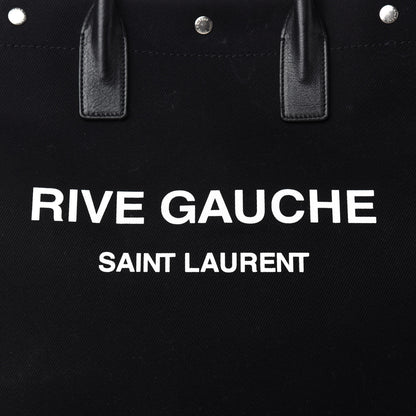 Saint Laurent Linen Calfskin Rive Gauche North South Tote Black 10 of 10