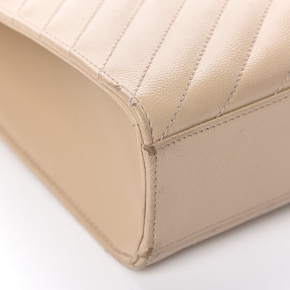 Saint Laurent Grain De Poudre Matelasse Chevron Large Monogram Satchel Dark Beige 10 of 11