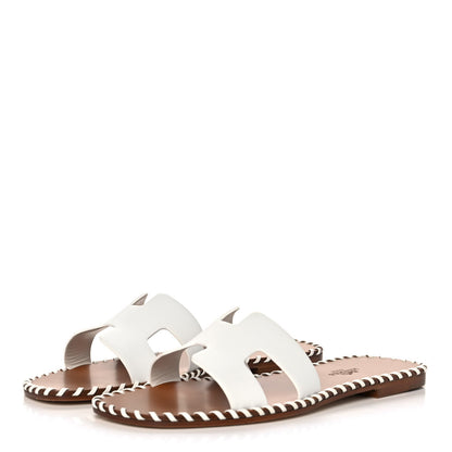 Hermes Box Calfskin Braided Oran Sandals 36.5 White 3 of 10