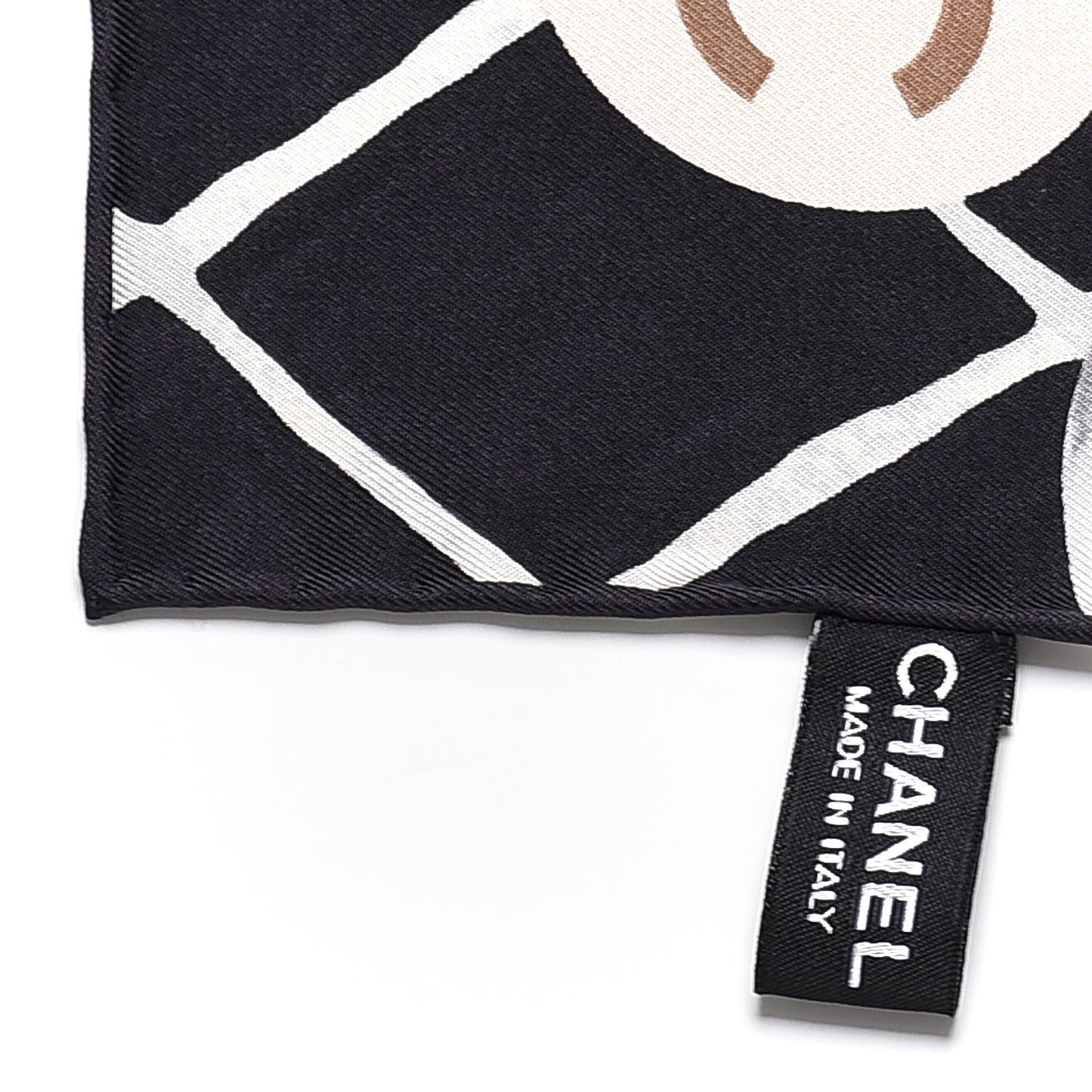 Silk CC Camellia Scarf White Black