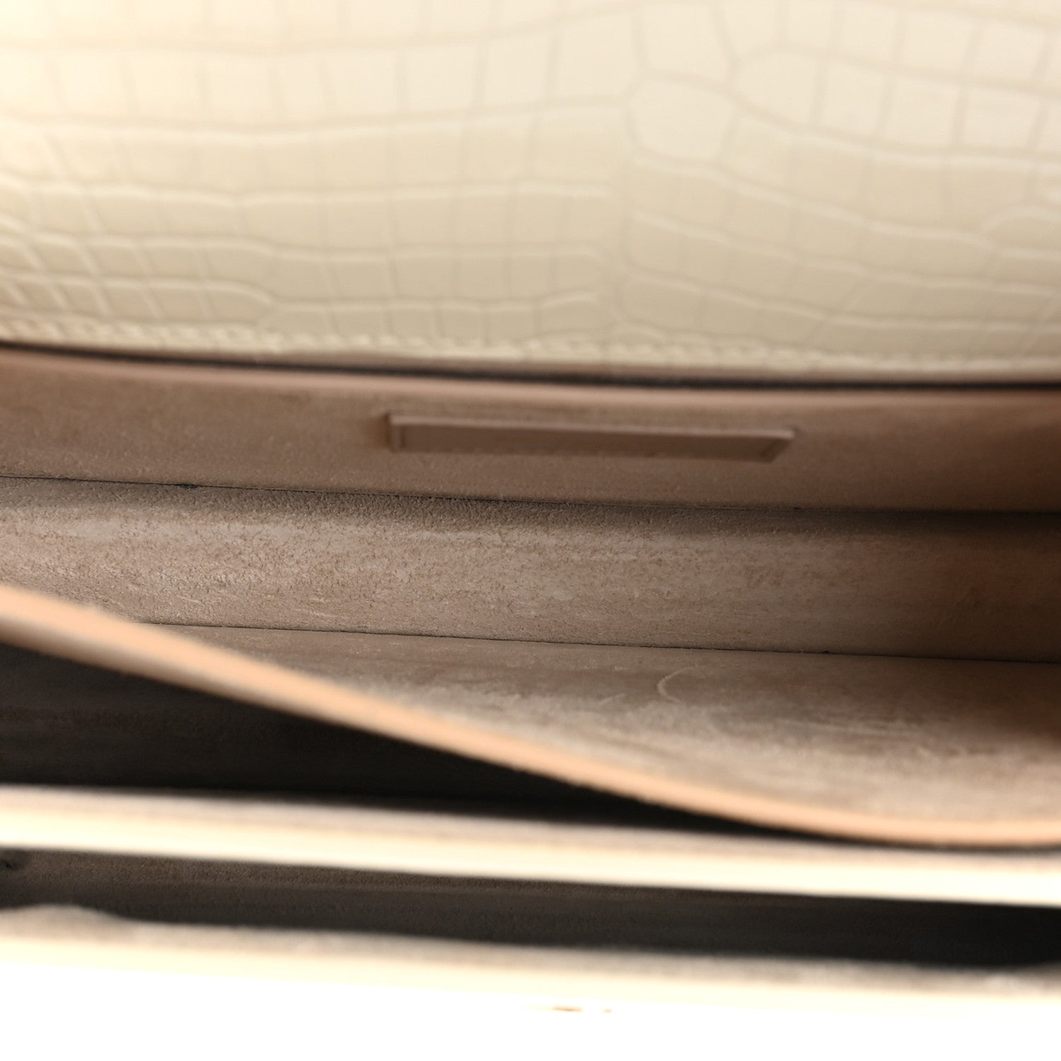 Saint Laurent Calfskin Crocodile Embossed Medium Monogram Sunset Blanc Vintage 7 of 13