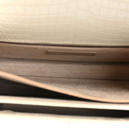 Saint Laurent Calfskin Crocodile Embossed Medium Monogram Sunset Blanc Vintage 7 of 13