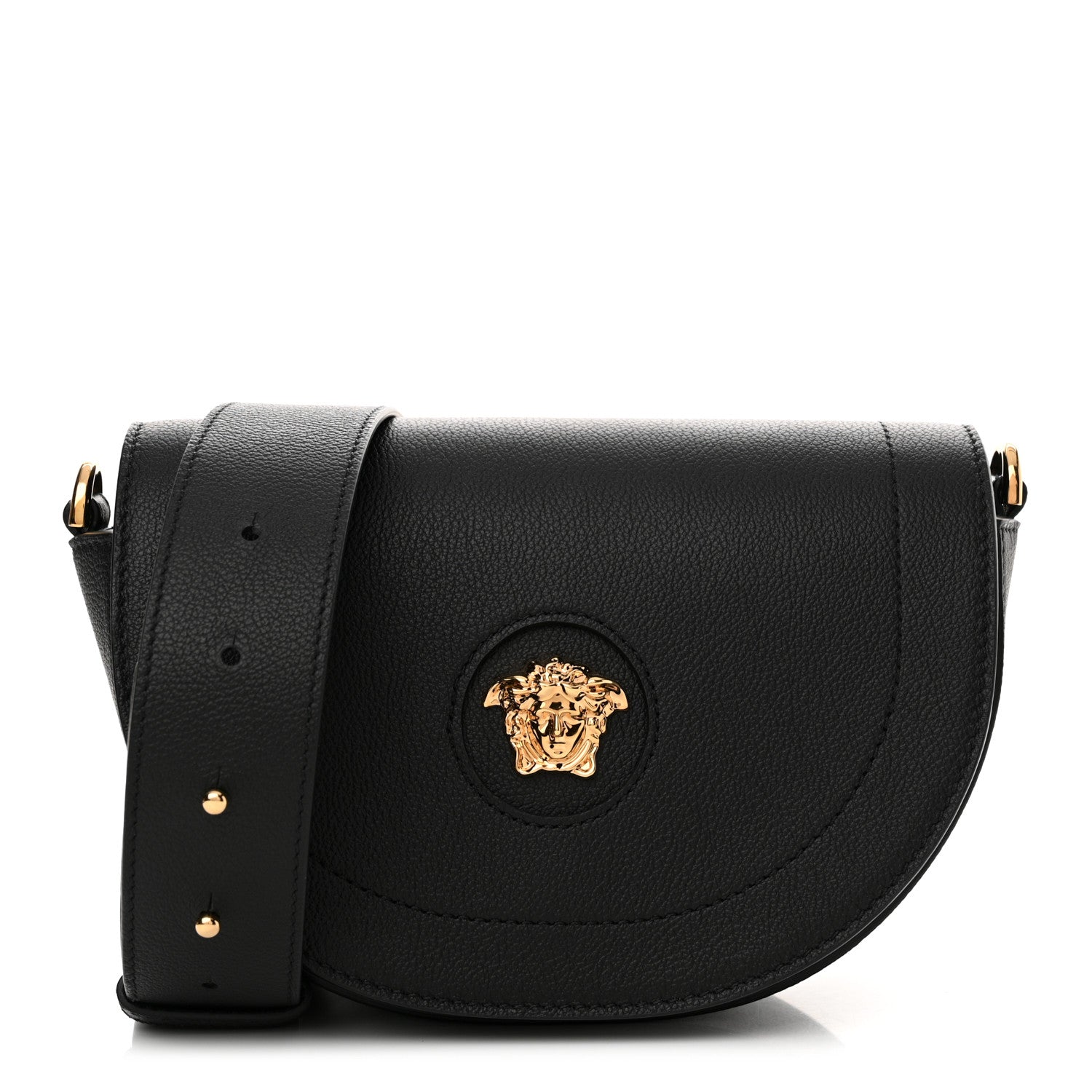 Versace Grained Calfskin La Medusa Small Shoulder Bag Black 1 of 10