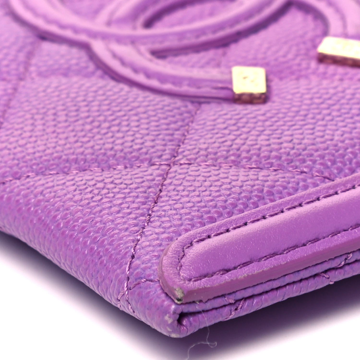 Chanel Caviar Quilted Filigree Card Holder Purple 9 of 9