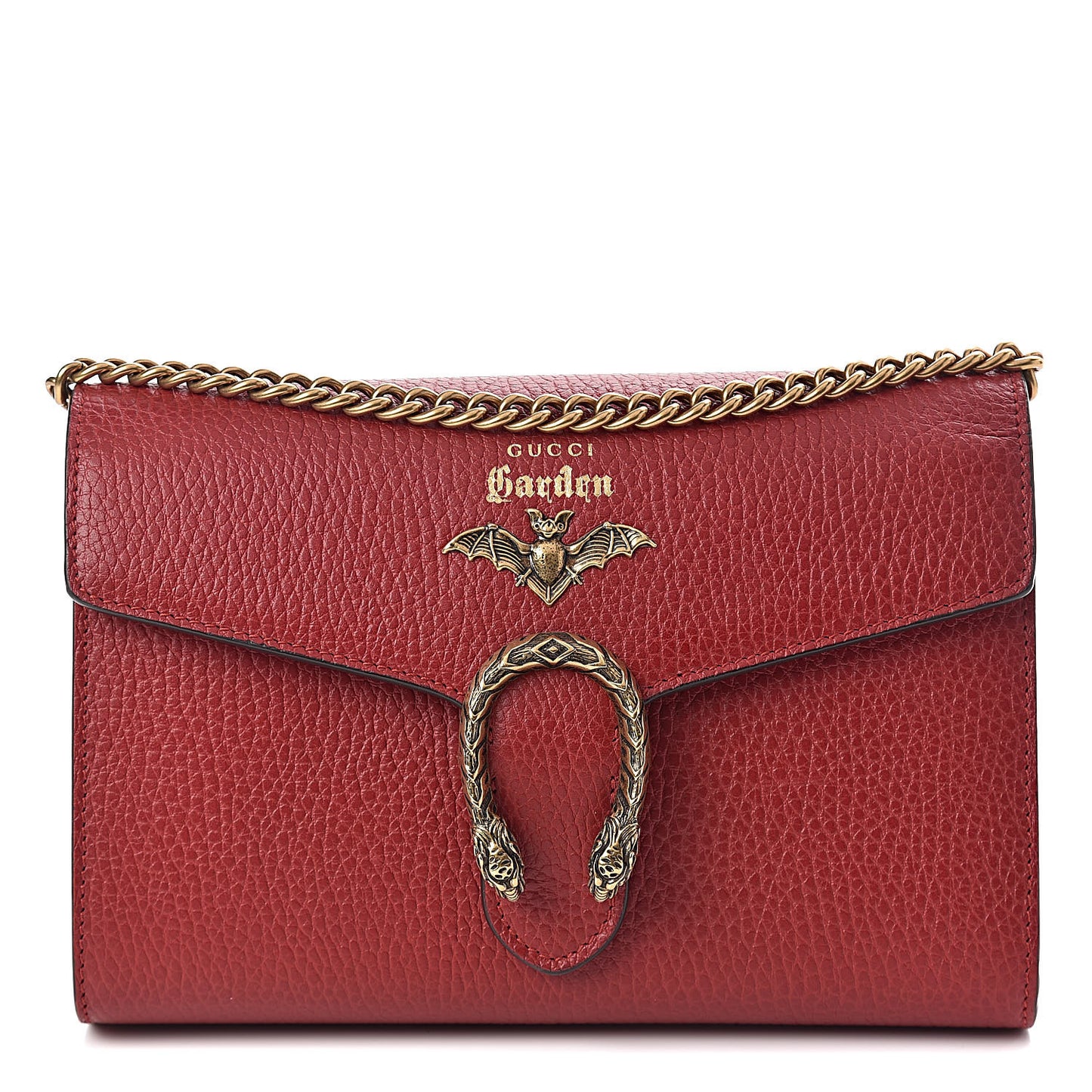 Calfskin Garden Dionysus Chain Wallet Hibiscus Red