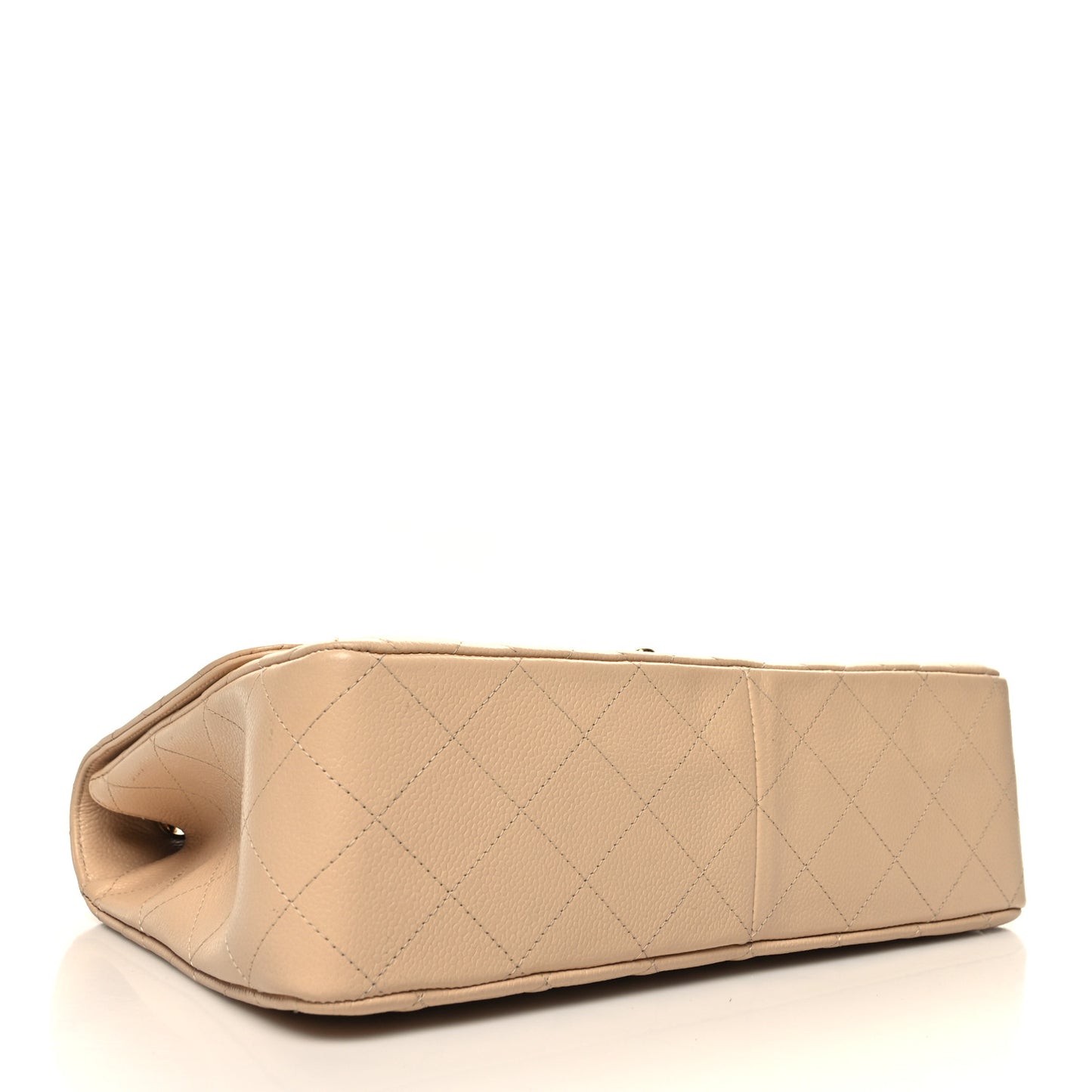 Caviar Quilted Jumbo Single Flap Beige