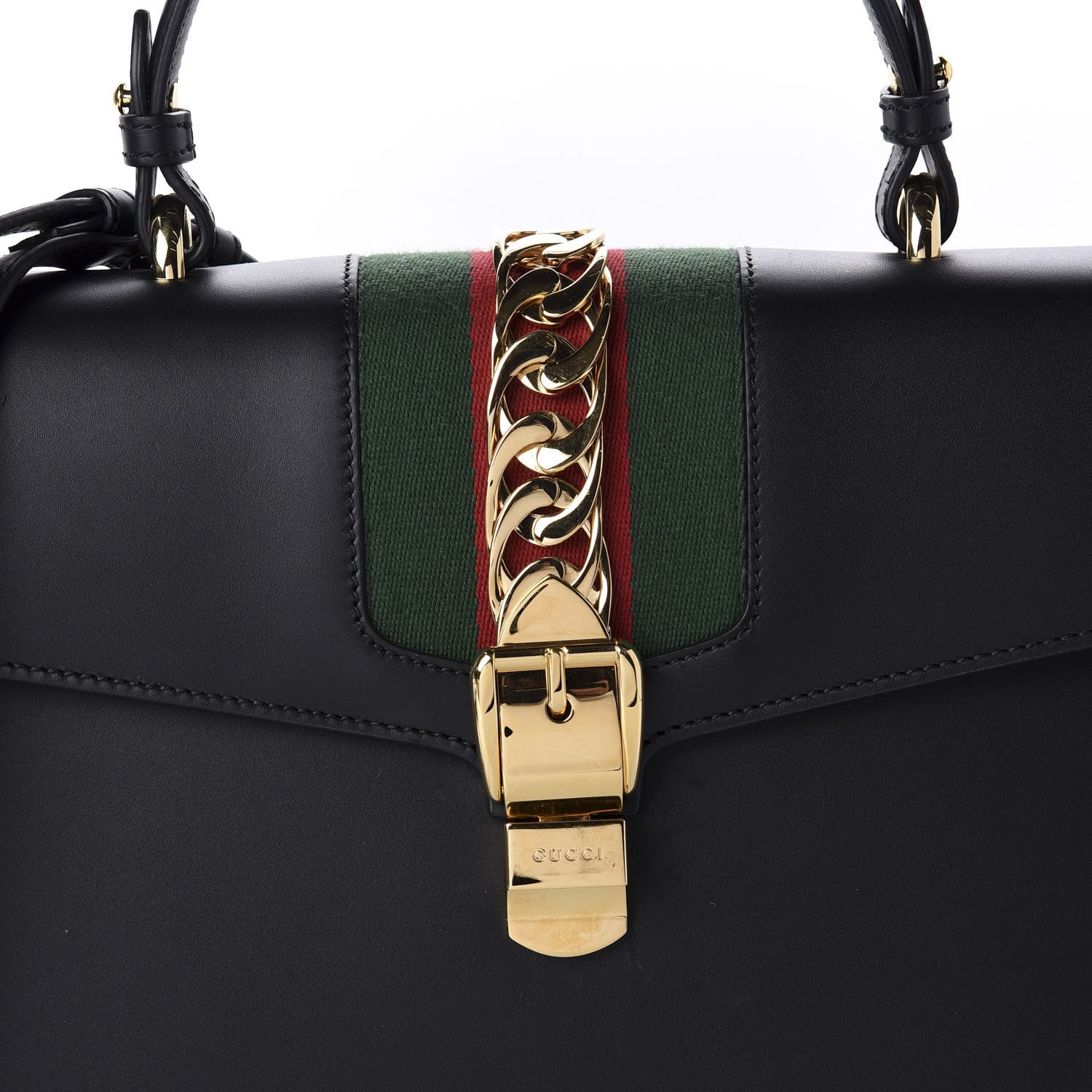 Gucci Calfskin Medium Sylvie Top Handle Bag Black 11 of 11
