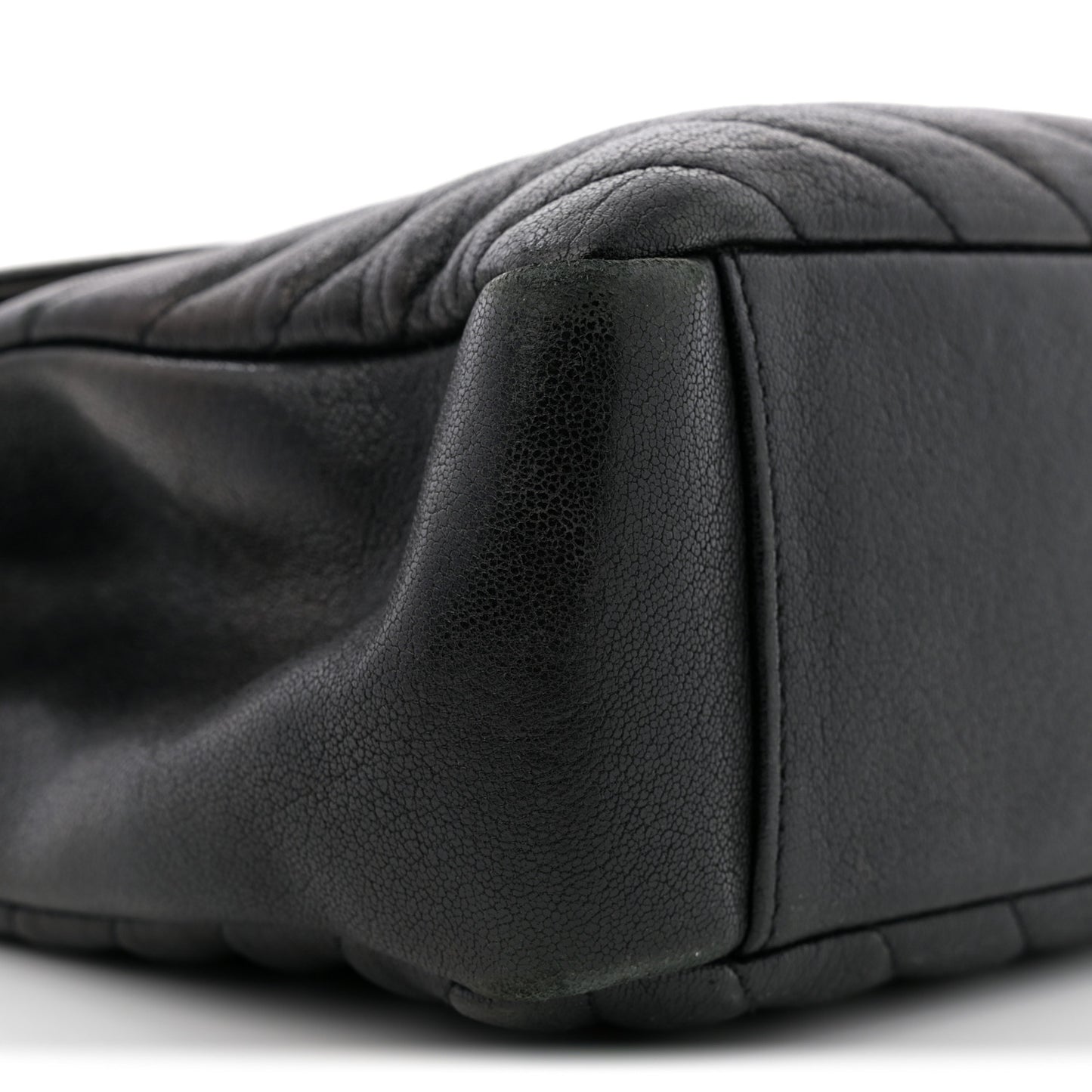 Sheepskin Matelasse Chevron Monogram Large College Satchel Black