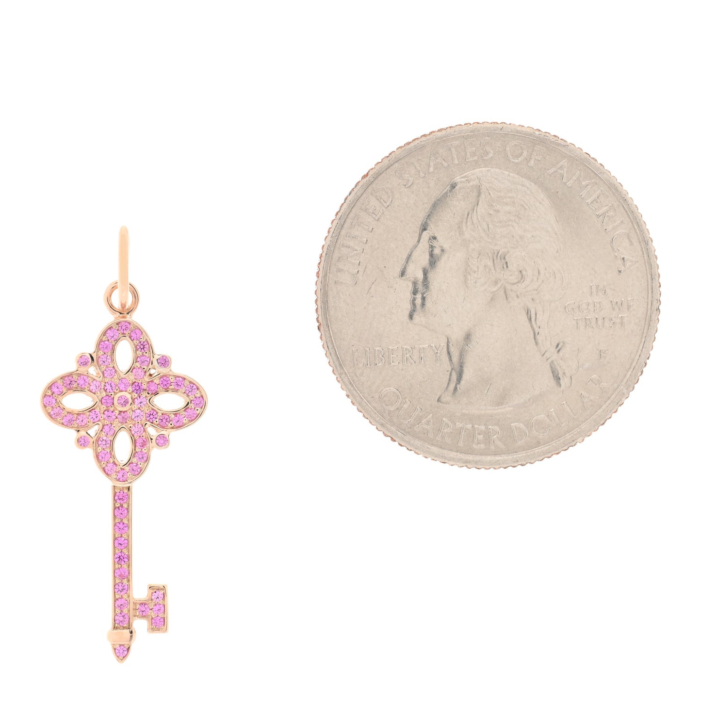 18K Rose Gold Pink Sapphire Mini Victoria Key Pendant
