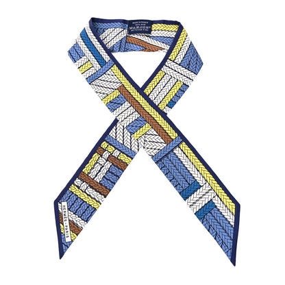 Hermes Silk Tresses H Twilly Bleu Lavande Marin Jaune 1 of 4