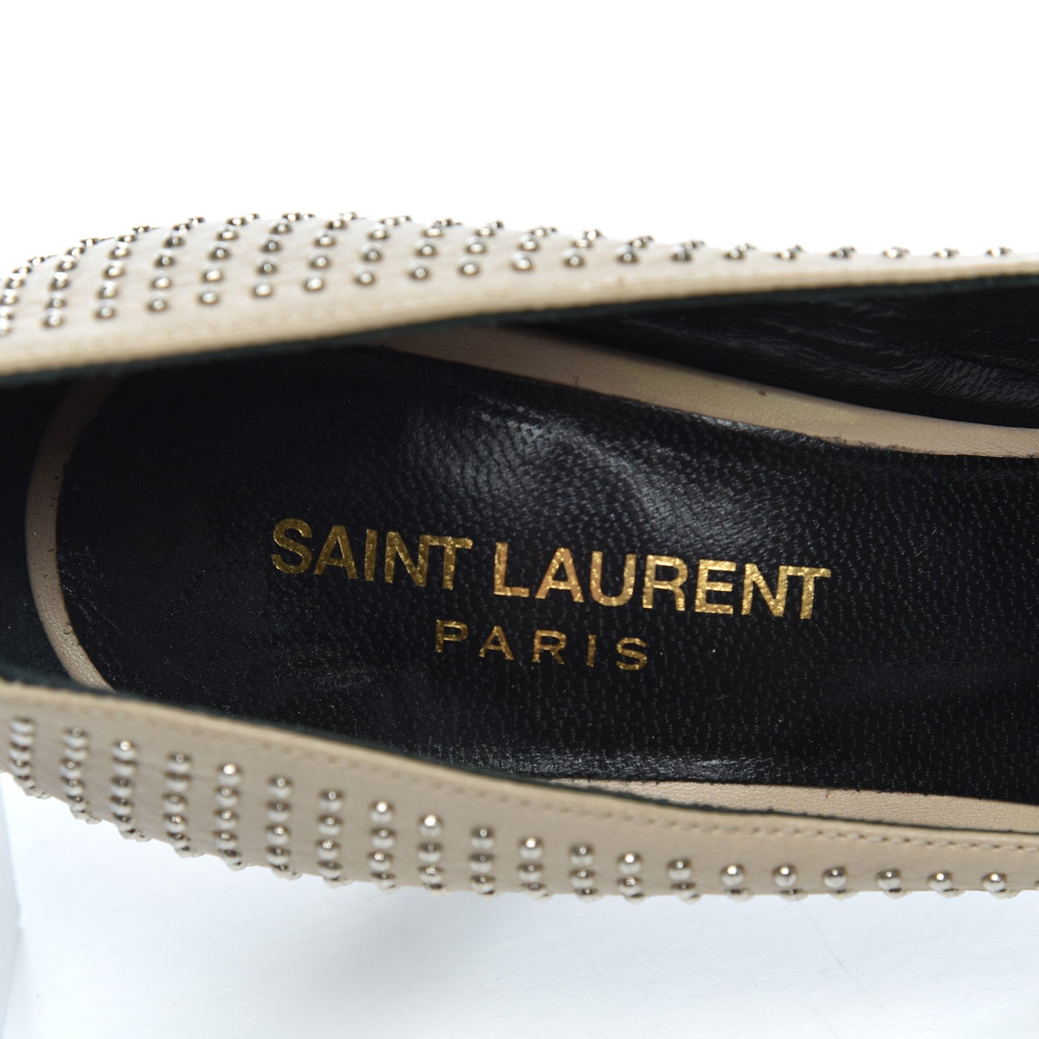 Saint Laurent Calfskin Micro Stud Paris 105 Pumps 36.5 Beige 6 of 14