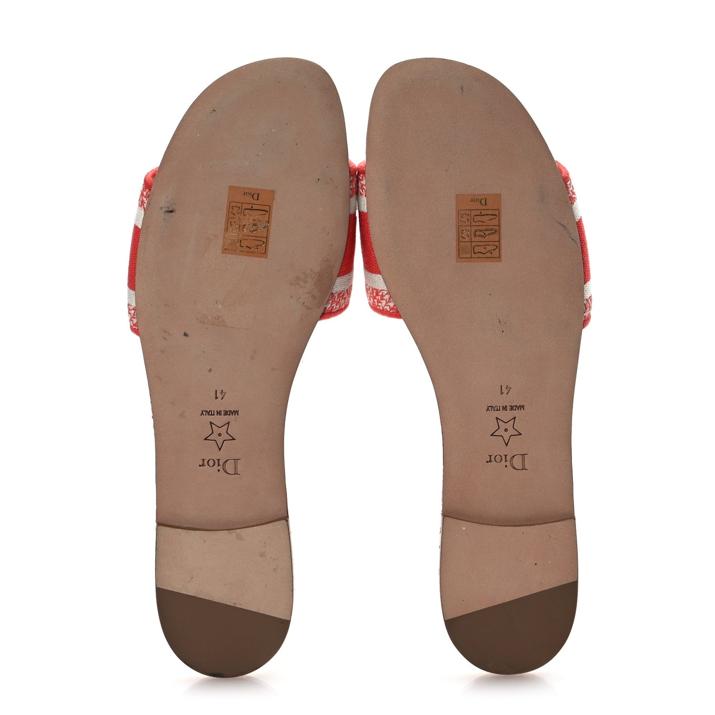 Canvas Soleil Embroidered Dway Flat Slide Sandals 41 Coral