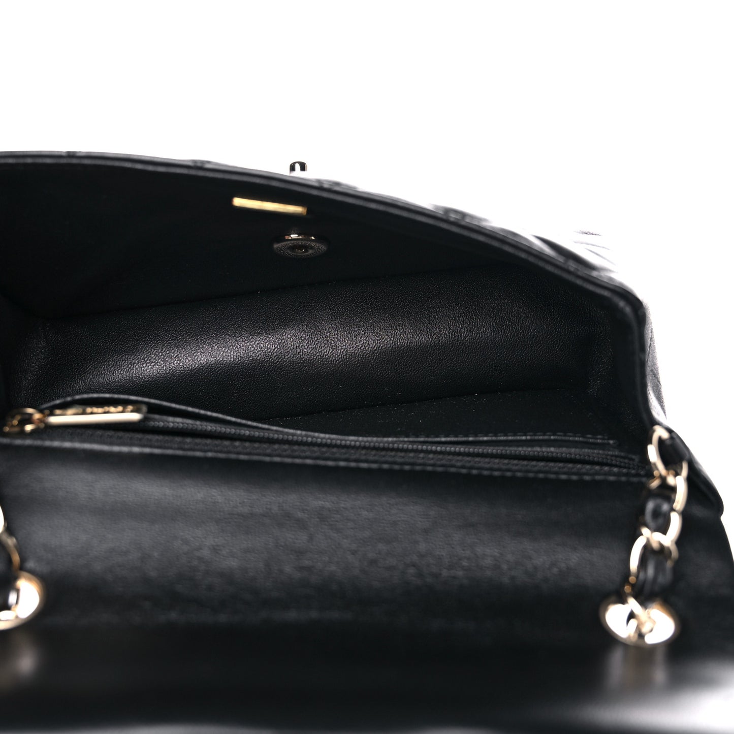 Lambskin Quilted Mini Rectangular Flap Black