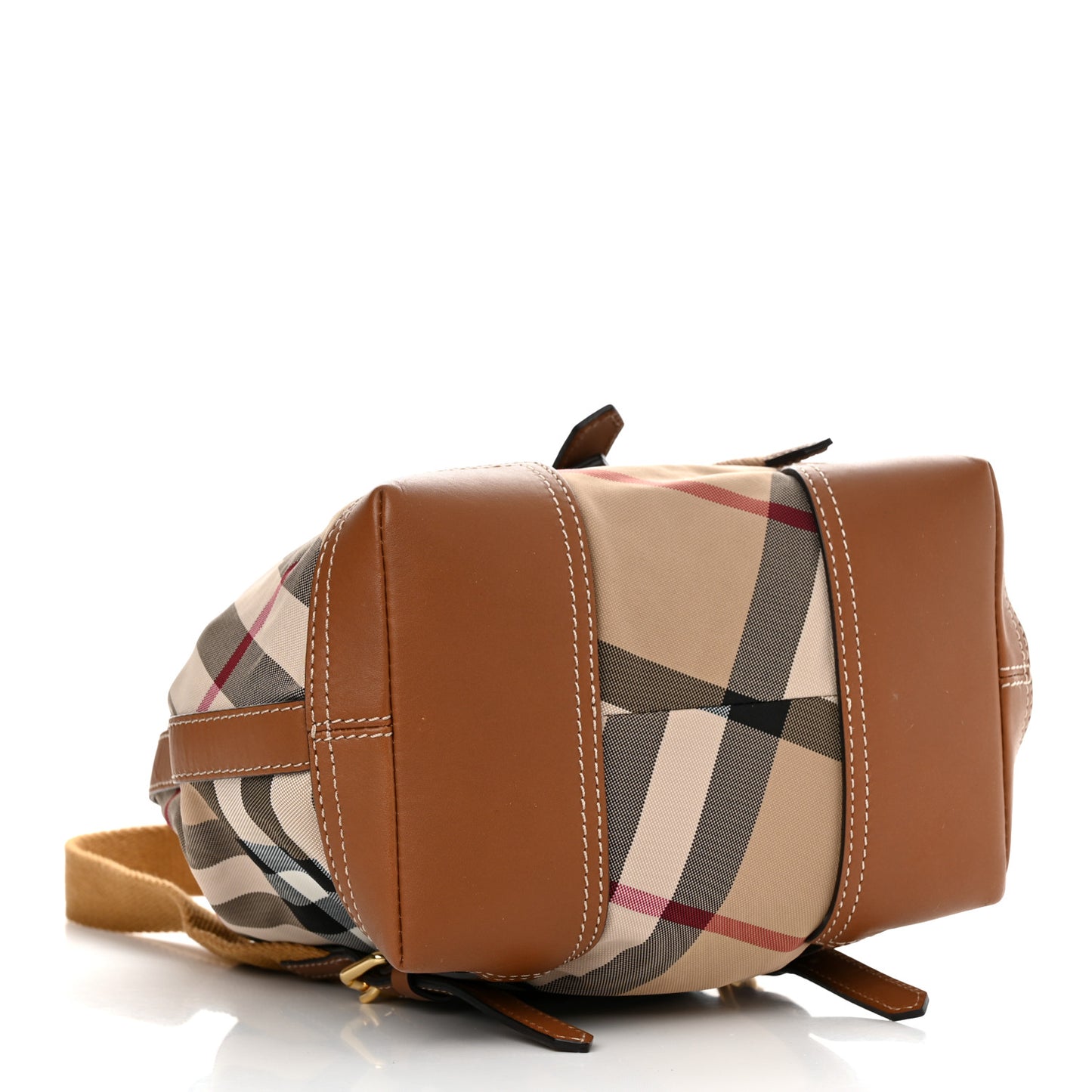 Nylon Calfskin Nova Check Backpack Brown