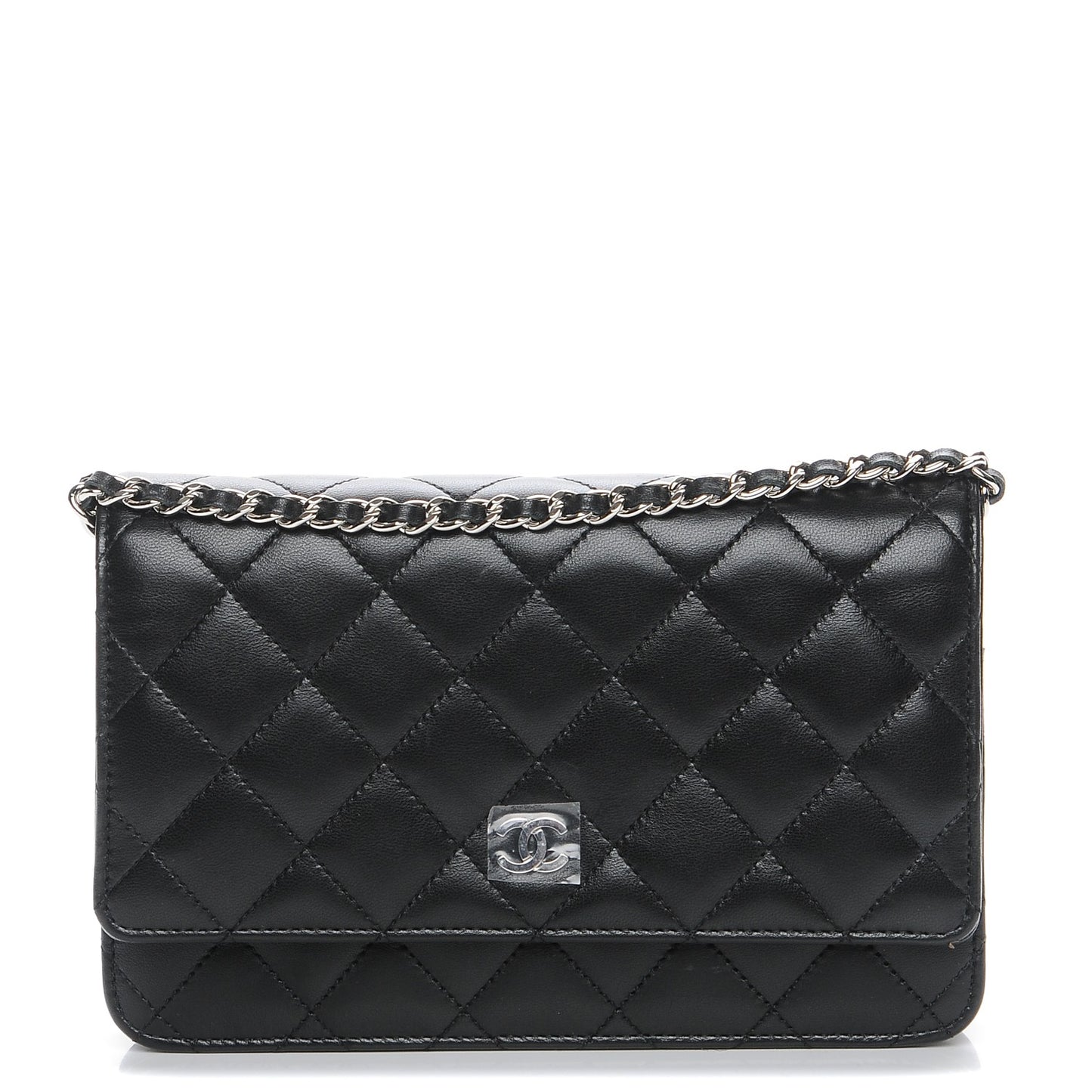 Lambskin Quilted Wallet On Chain WOC Black