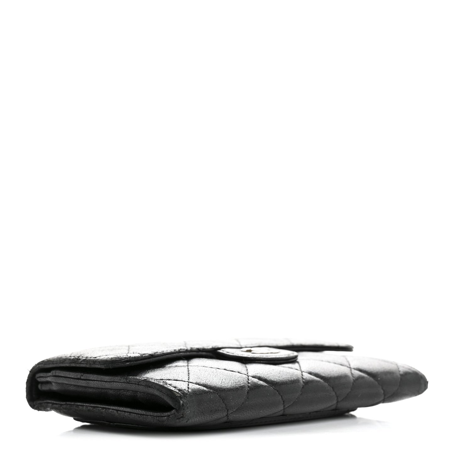 Lambskin Quilted Medium Flap Wallet Black