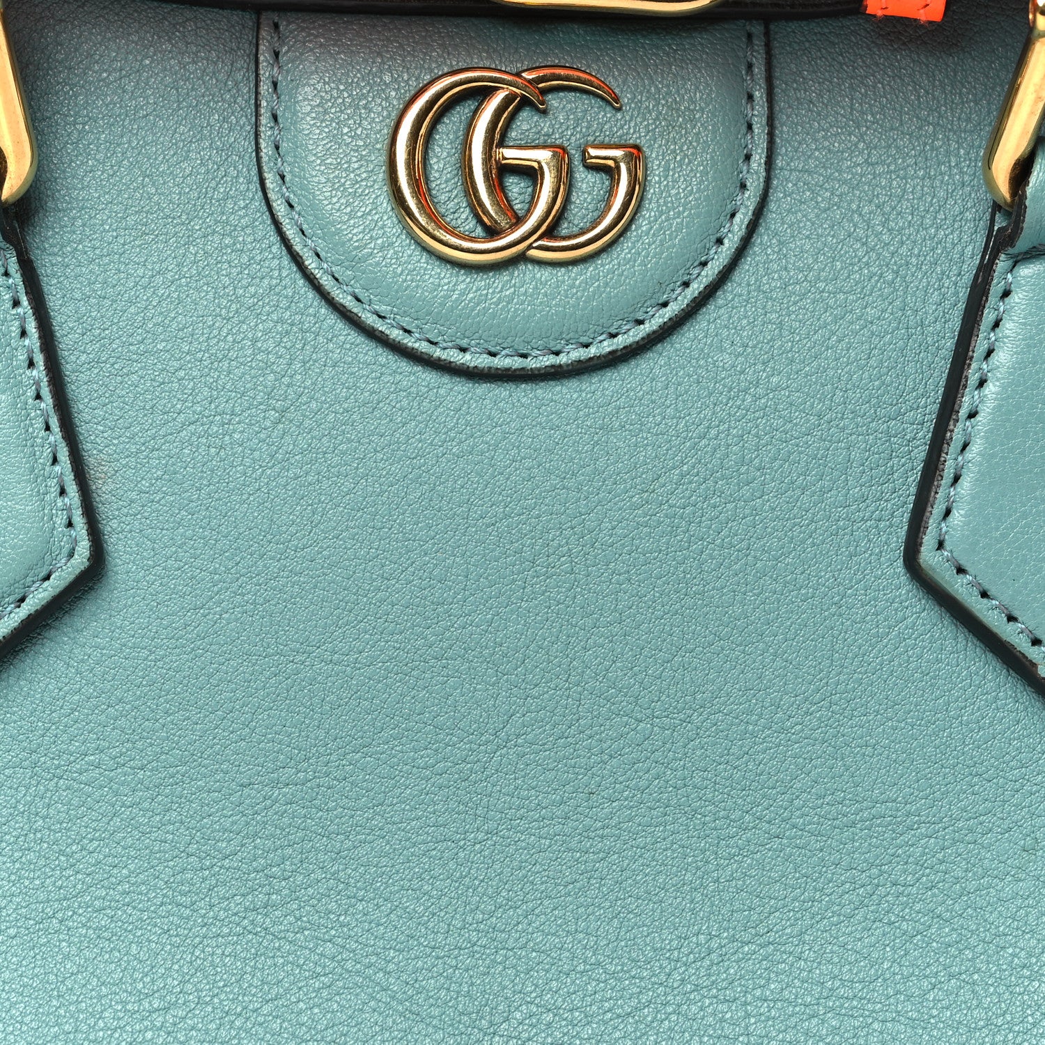 Gucci Wonka Grain Calfskin Mini Diana Tote Bag Dusty Azure Orange Fluo 8 of 12