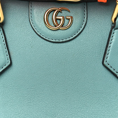 Gucci Wonka Grain Calfskin Mini Diana Tote Bag Dusty Azure Orange Fluo 8 of 12