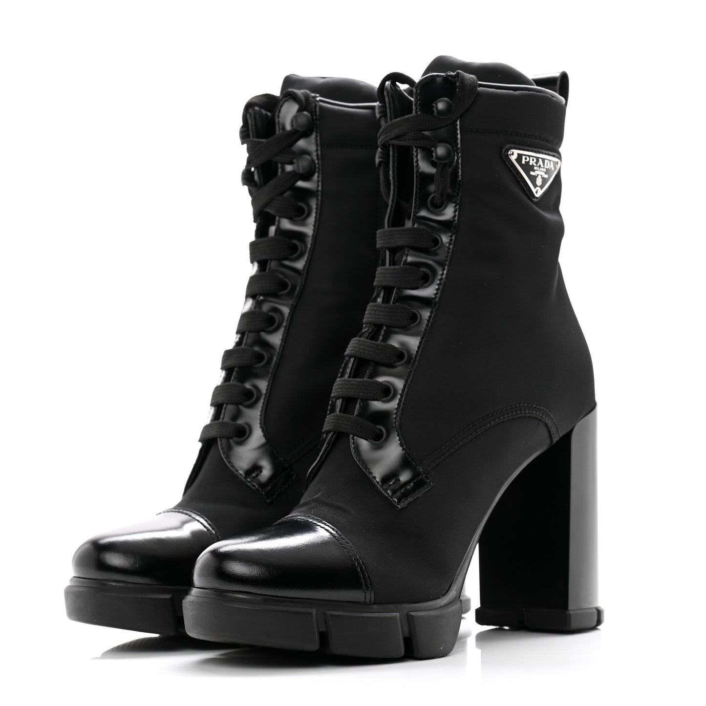 Spazzolato Re-Nylon Metal Triangle Logo 110mm Ankle Boots 40 Black