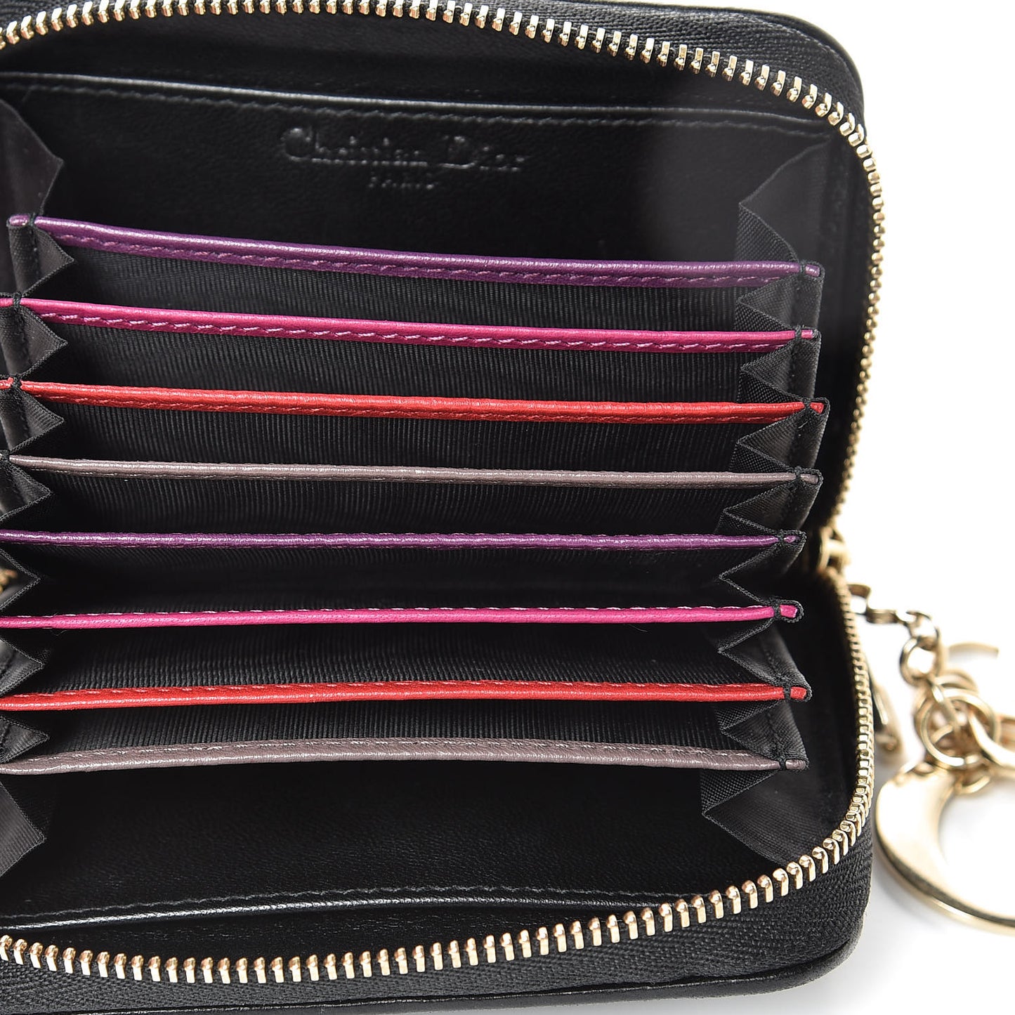Lambskin Cannage Lady Dior Multi Card Holder Black