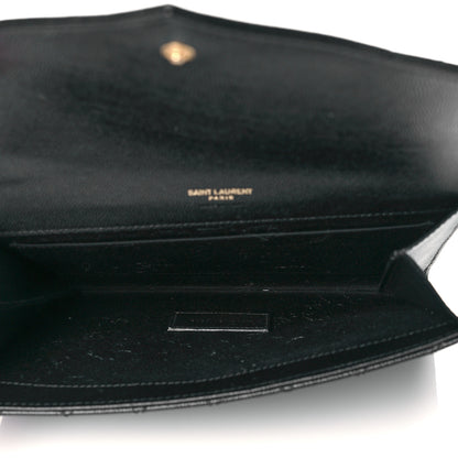 Saint Laurent Grain De Poudre Textured Mixed Matelasse Triquilt Monogram Clutch Black 5 of 11