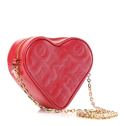 Louis Vuitton Lambskin Embossed Monogram Fall In Love Sac Coeur Heart Chain Bag Lipstick Red 2 of 4