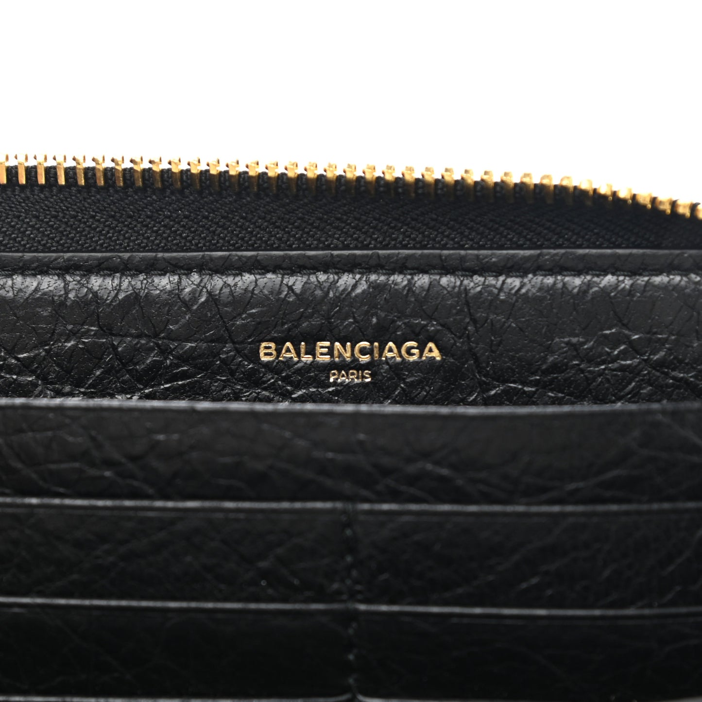 Agneau Classic Gold Hardware Continental Zip Around Wallet Black
