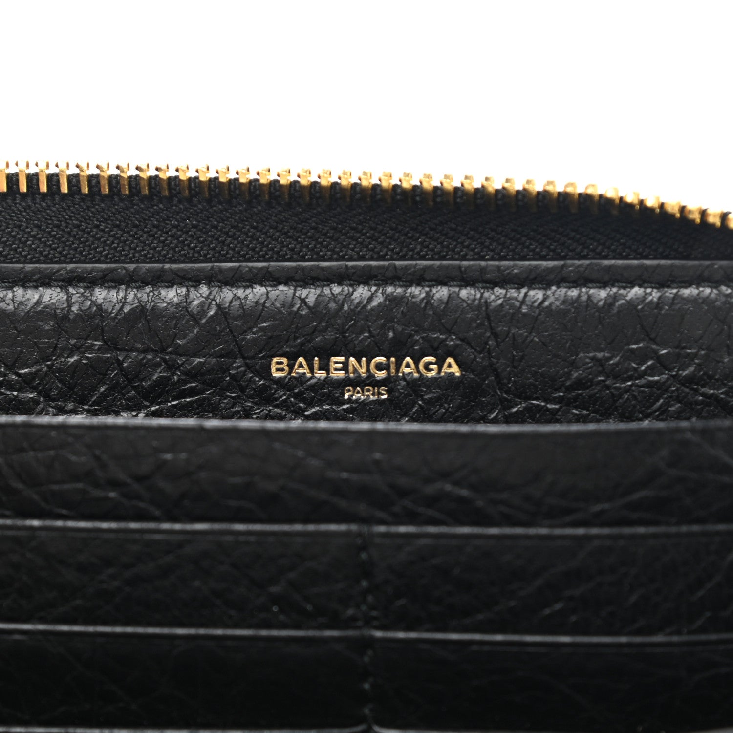 Balenciaga Agneau Classic Gold Hardware Continental Zip Around Wallet Black 6 of 10