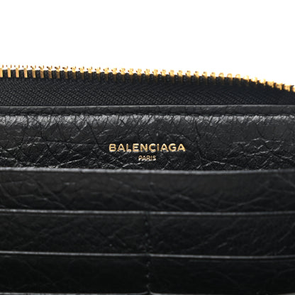 Balenciaga Agneau Classic Gold Hardware Continental Zip Around Wallet Black 6 of 10