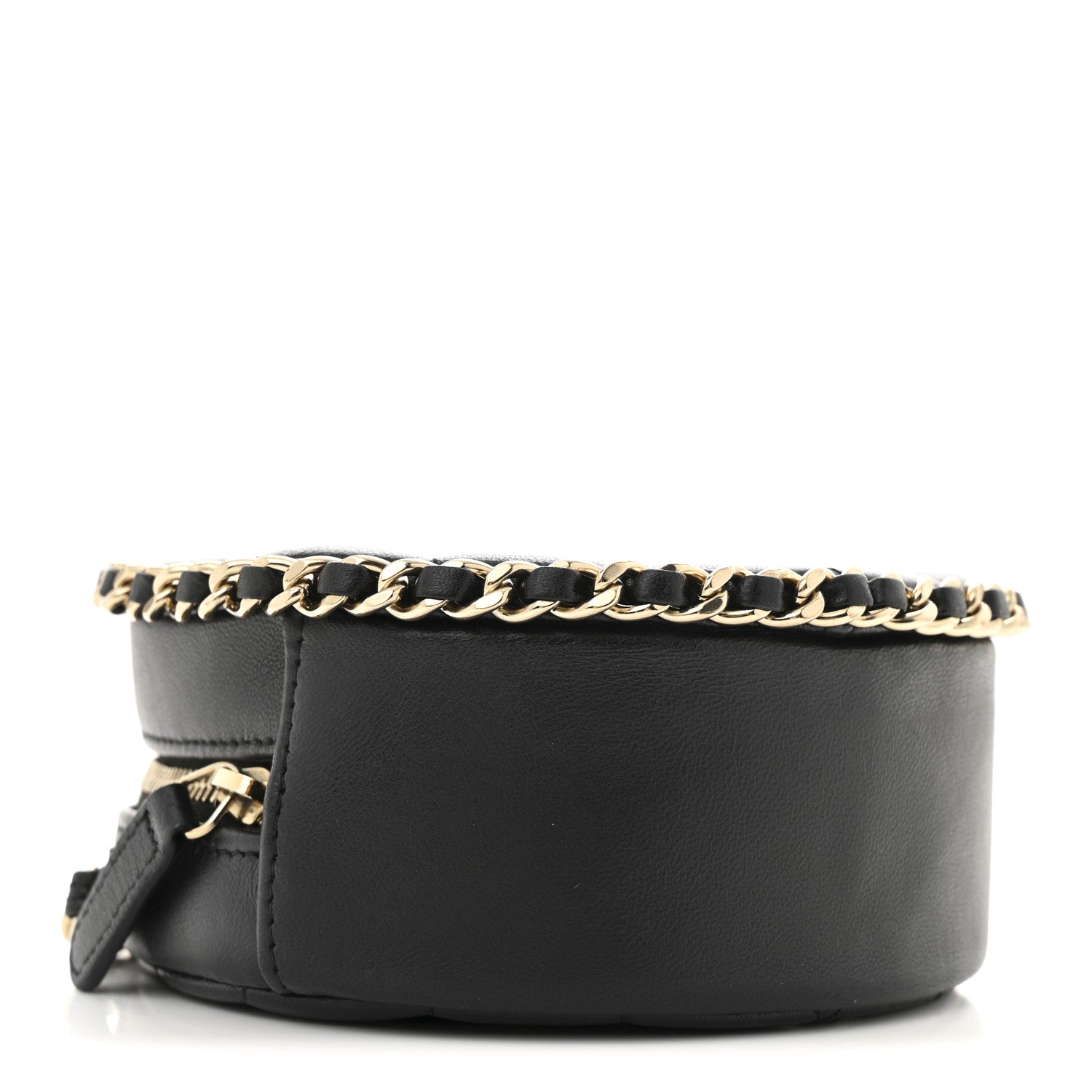 Chanel Lambskin Quilted Chain Around CC Round Clutch With Chain Black 4 of 10