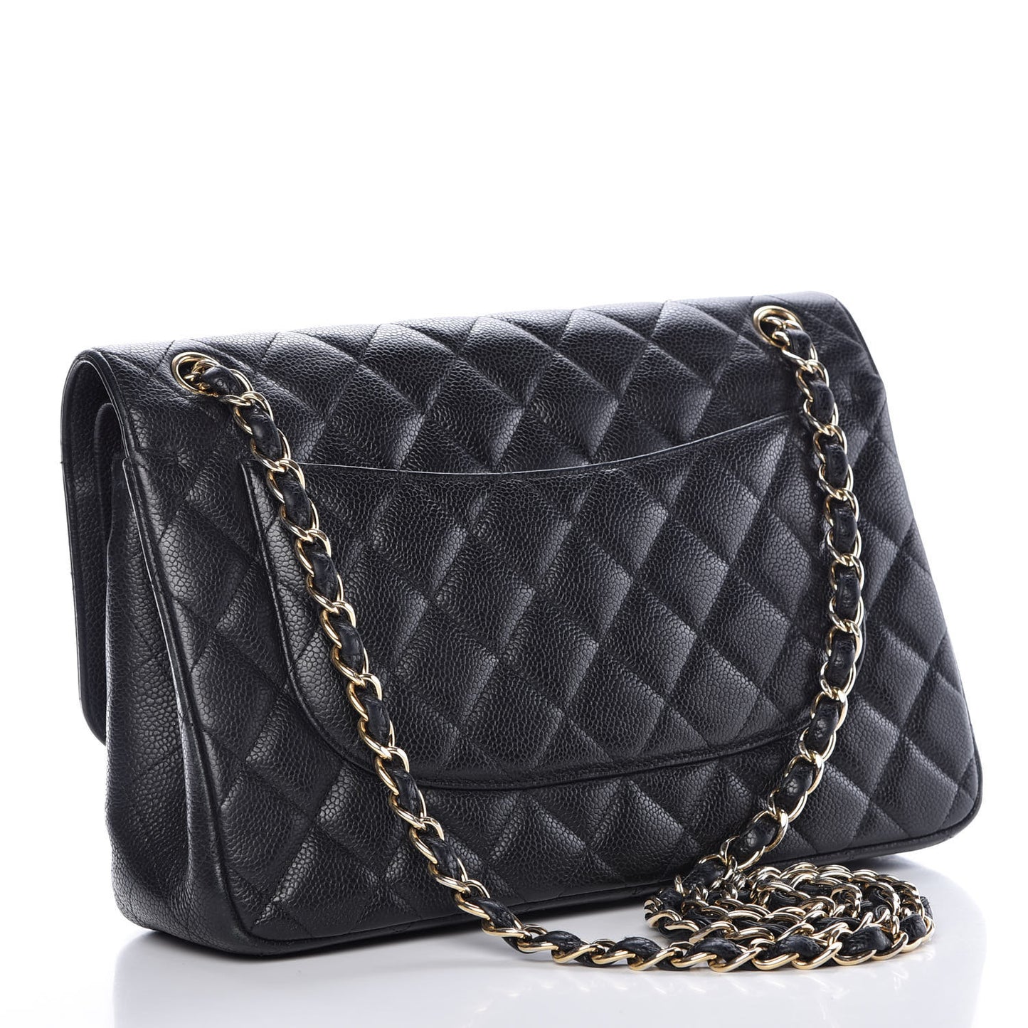 Caviar Quilted Jumbo Double Flap Black